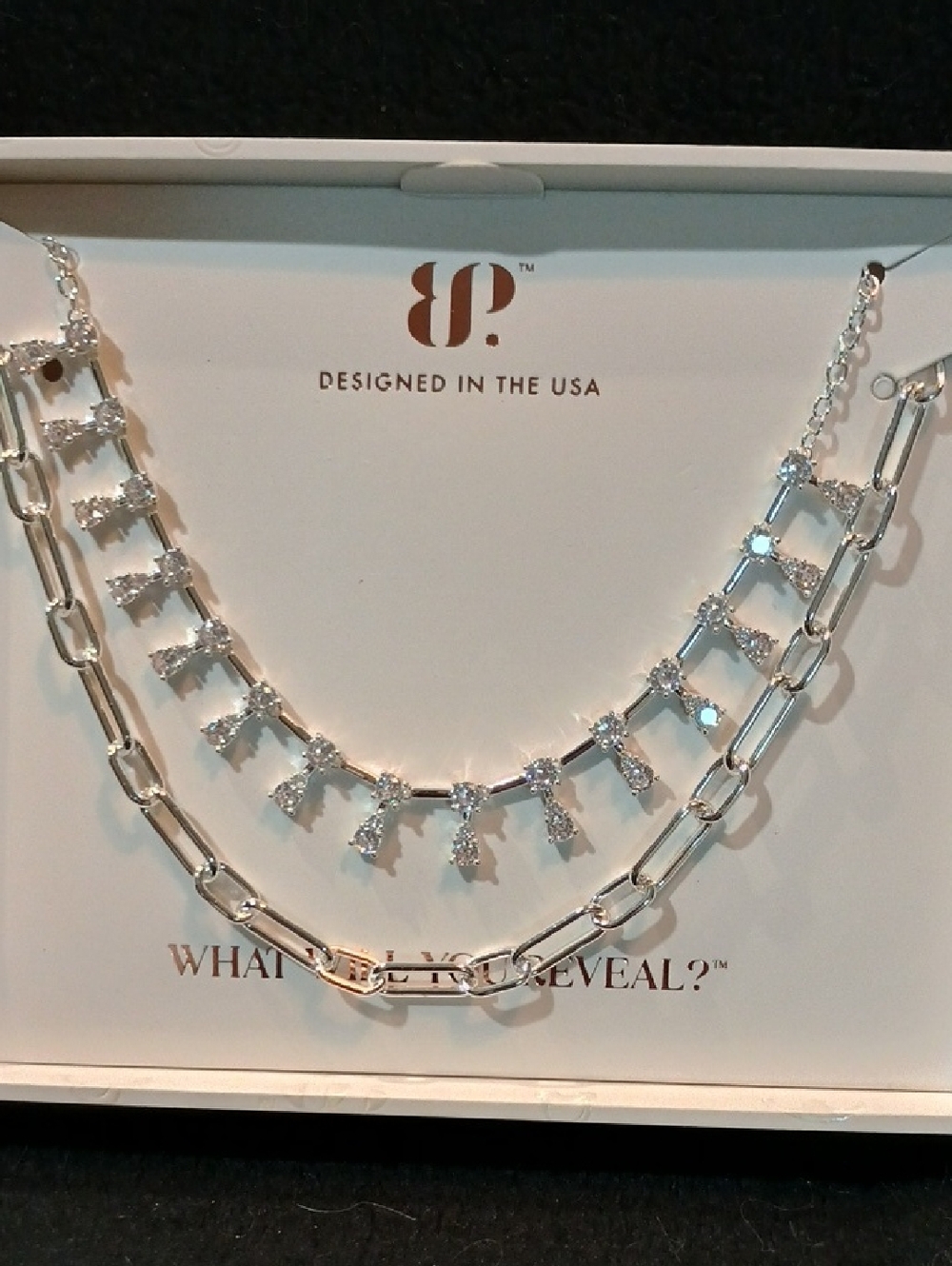 Luxe Layers Silver Layered Crystal Link Necklace - Designed in the USA